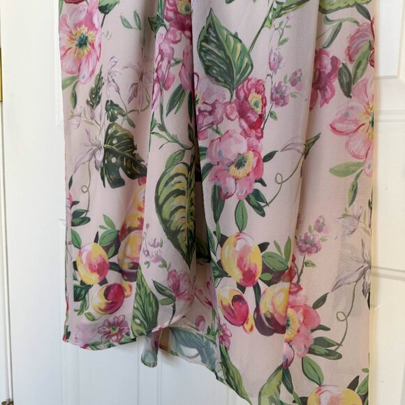 H&M Womens Light Beige Pink Floral Maxi Chiffon Dress, Size: XL, EUC - Picture 4 of 10